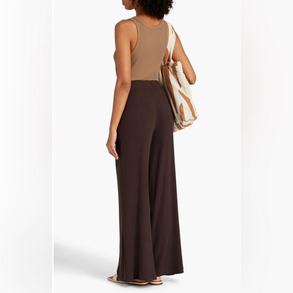 L'AGENCE Crawford Ribbed Stretch-Modal Jersey Wide-leg Pants - Picture 2 of 4